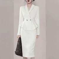 Elegant Office Ladies Dress Suits 2 Two Piece Sets Clothes Outfits Female Work Business Chic Formal Wear Blazer Pencil Skirts