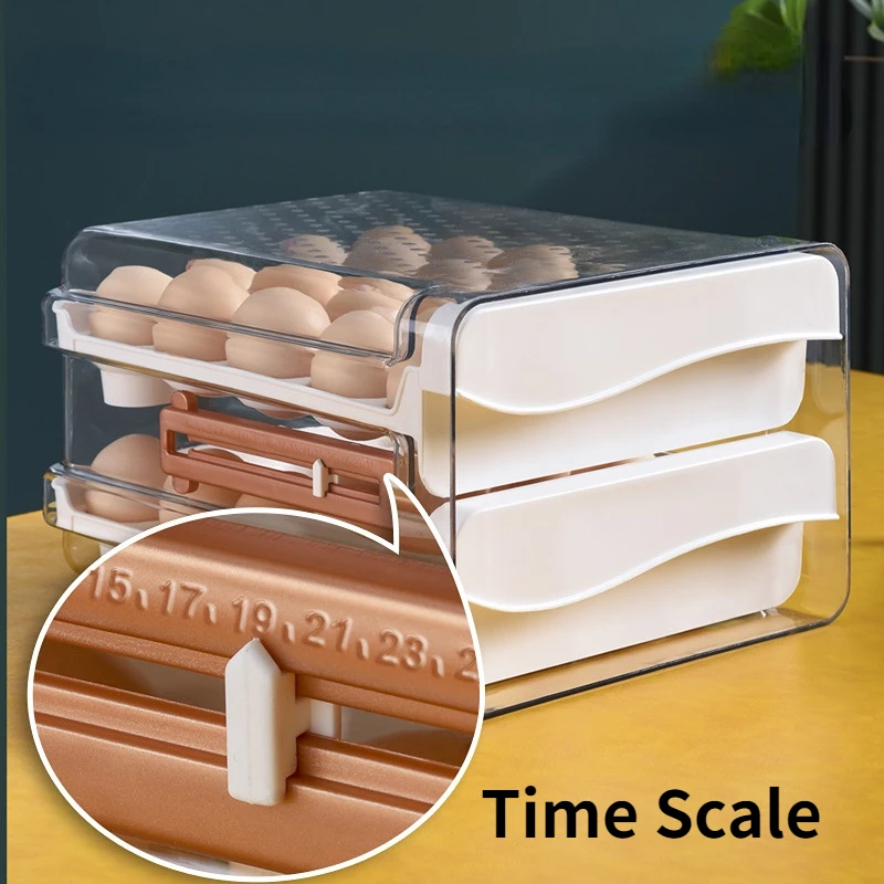 

Двухслойный ящик для хранения яиц, прозрачный кухонный органайзер для домашних питомцев, пластиковый бытовой ящик для яиц