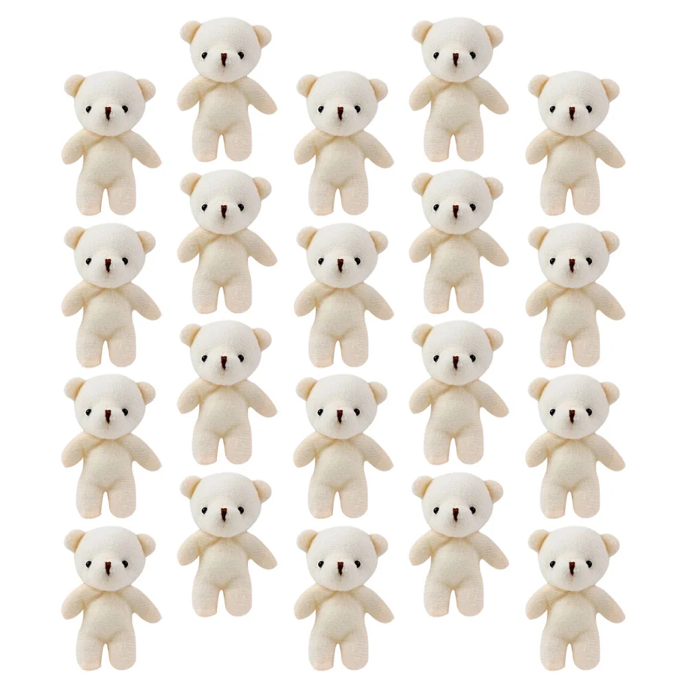 

20 Pcs Mini Bear Beige Decor Tiny Bears Adorable Pendant Key Chain Hanging Cloth Lovely Figurines Multi-function Home Accessory