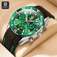 qingxiya new green water ghost silicone men watch fashion three eyes multifunctional quartz wristwatches relogio masculino 6616