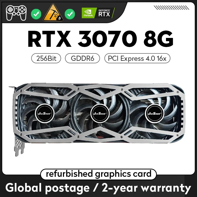 

JIESHUO RTX 3070 8G игровая видеокарта NVIDIA GPU GDDR6 256Bit HDMI * 1 DP * 3 PCI-E 4,0x16 rtx3070 8Gb видеокарта