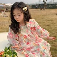 new girls sweet princess dress child long sleeves lady floral birthday party childrens clothing baby kids clothes vestidos