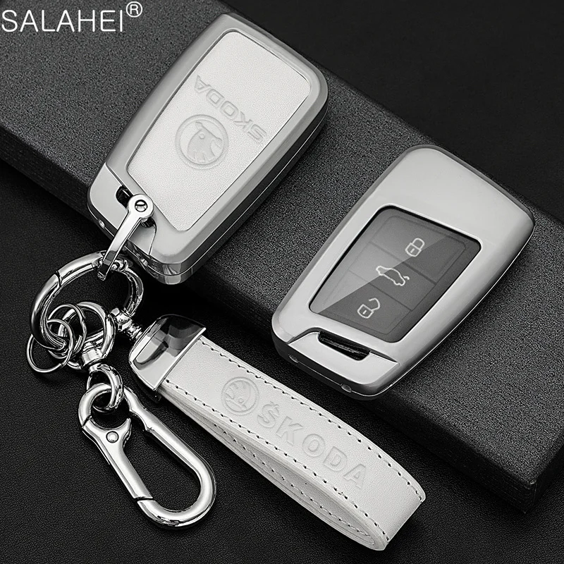 

Zinc Alloy Car Remote Key Fob Case Cover Protector Shell For Skoda Octavia A5 A7 Fabia Superb Kodiaq Karoq Keychain Accessories