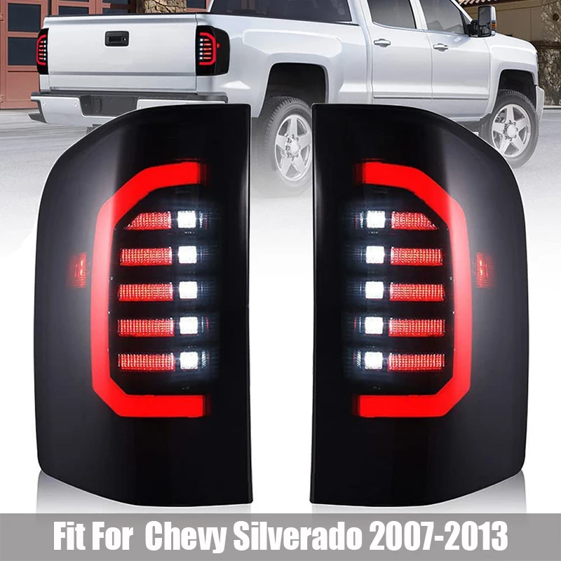 

LED Design Taillights Black Housing Brake Reverse Turn Signal Lamp Car Stylin LED Tail Lights Fit for Chevy Silverado 2007-2013