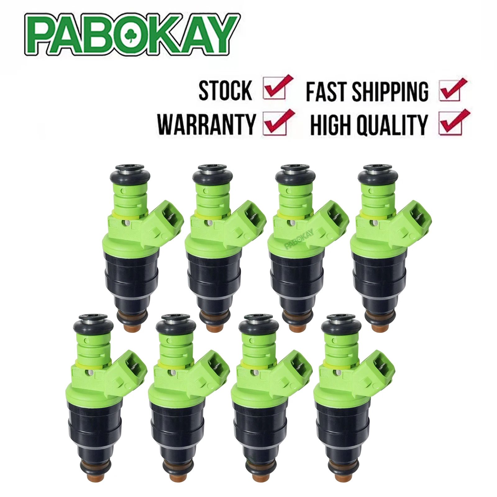 

8 pieces x Green Top Racing Fuel Injector For VW AUDI BMW FIAT FORD 440CC EV1 Turbo 42lb/hr 0280150558