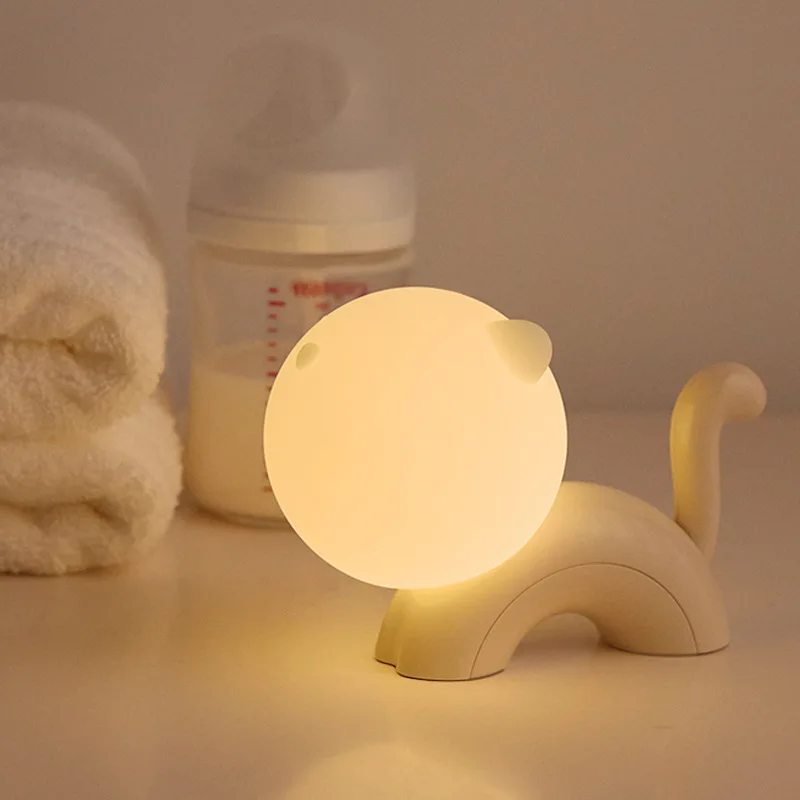 New Silicone Night Light Cute Pet Cat Pat Night Light Cartoon  USB Ambient Light Bedside Sleeping Lamp Children Kids