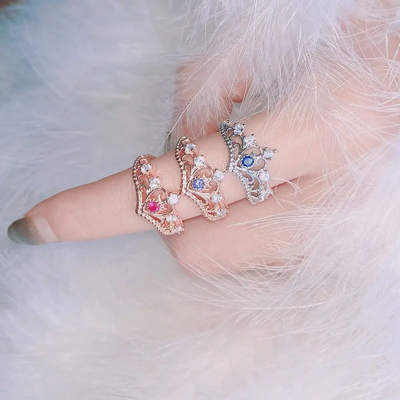 

1pc New Women Queen Crown Lady Ring Princess Wedding Ring Valentine's Day Gift