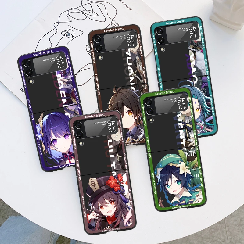 

Phone Black Case for Samsung Galaxy Z Flip 4 ZFlip ZFlip3 Z Flip 3 5G ZFlip4 Flip4 Flip3 Shell Cover Genshin Impact Cool Games