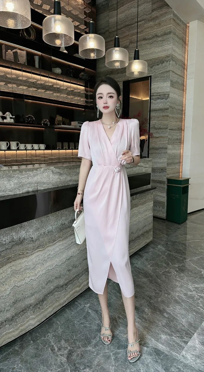 2023 spring and summer women's clothing fashion new V-neck Dress 0526
