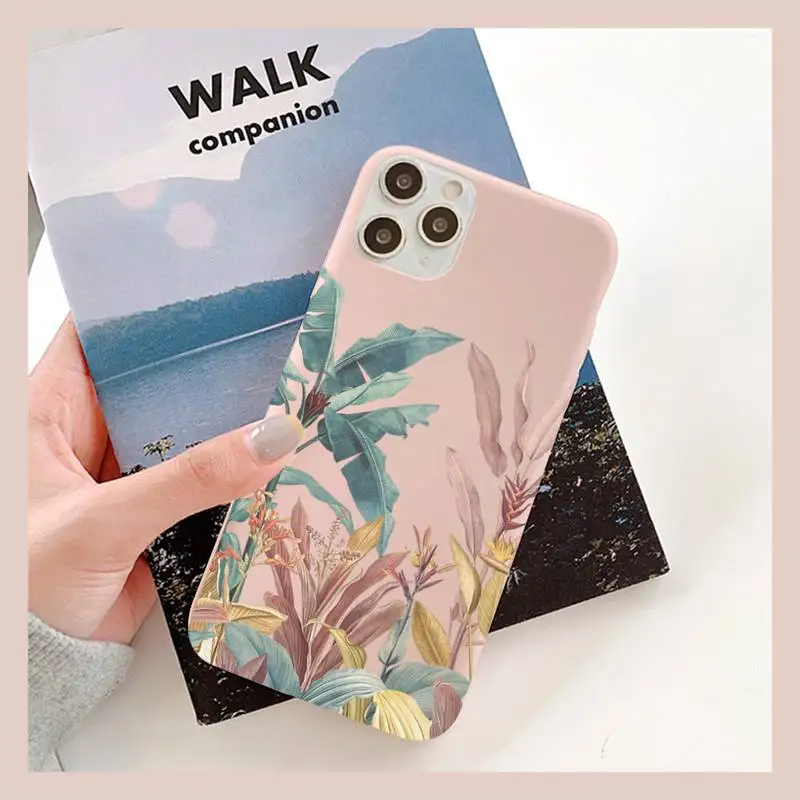 

Palm tree Leaves Plant Flower Phone Case for iPhone 11 12 13 Mini Pro Xs Max 8 7 6 6S Plus X XR Solid Candy Color Case