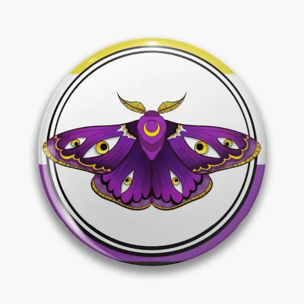 

Yellow And Purple Moth With Eyes Customizable Soft Button Pin Gift Lover Women Hat Clothes Fashion Brooch Metal Jewelry Funny