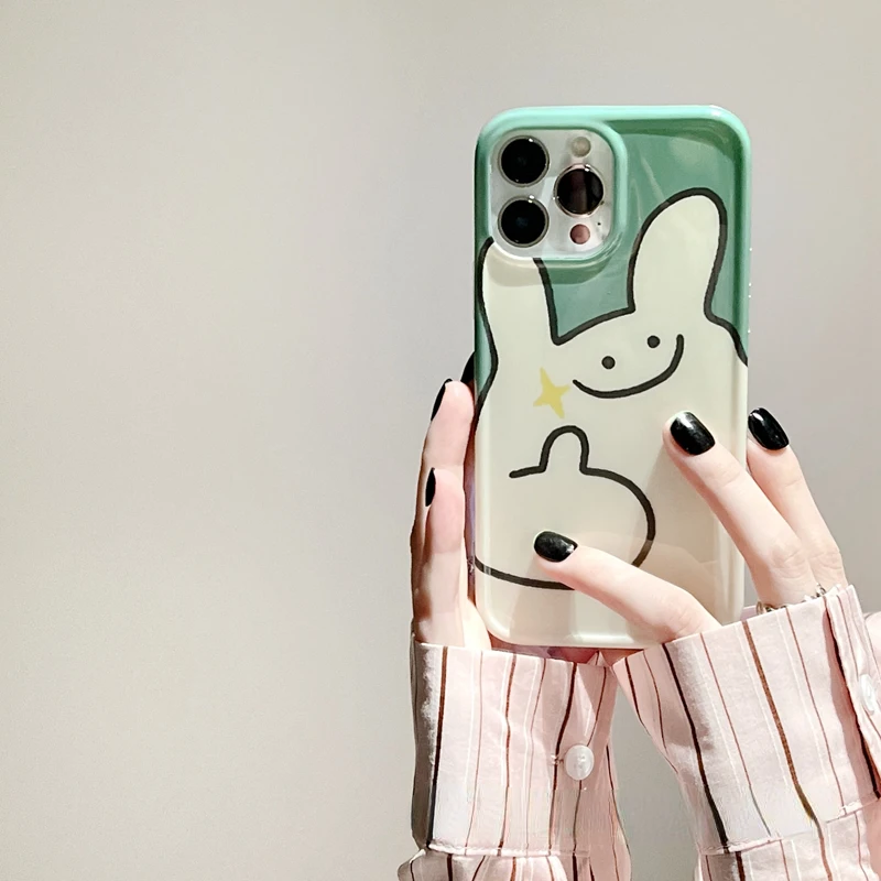 

Креативный мультяшный чехол для телефона с милым кроликом для IPhone 14Pro Max 13Plus 12 11 X XR/XS INS стильный ударопрочный чехол с забавными животными