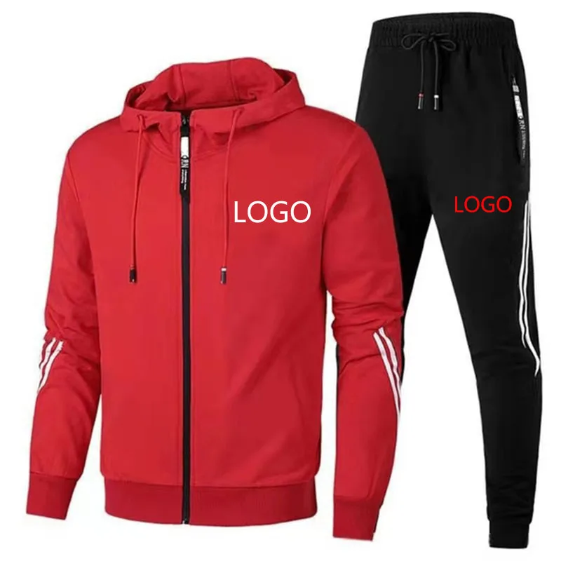 Spring Autumn Men's Striped Tracksuit Suit Zipper Fashion Sweatshirts and Sweatpants Set Male Sportswear Jogging Sportswear Suit