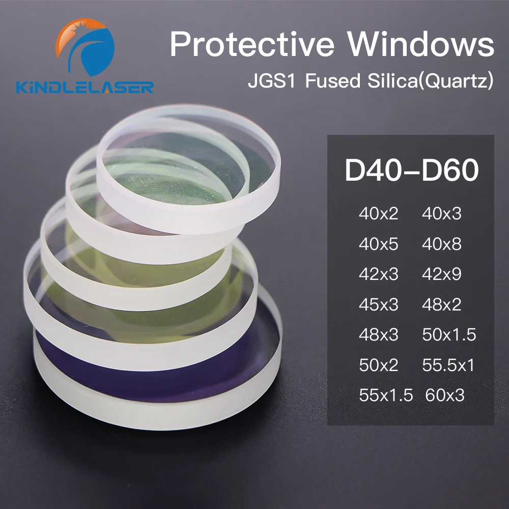 

KINDLELASER D40 - D60 Series Laser Protective Windows Quartz Fused Silica for Fiber Cutting Welding Machine 1064nm