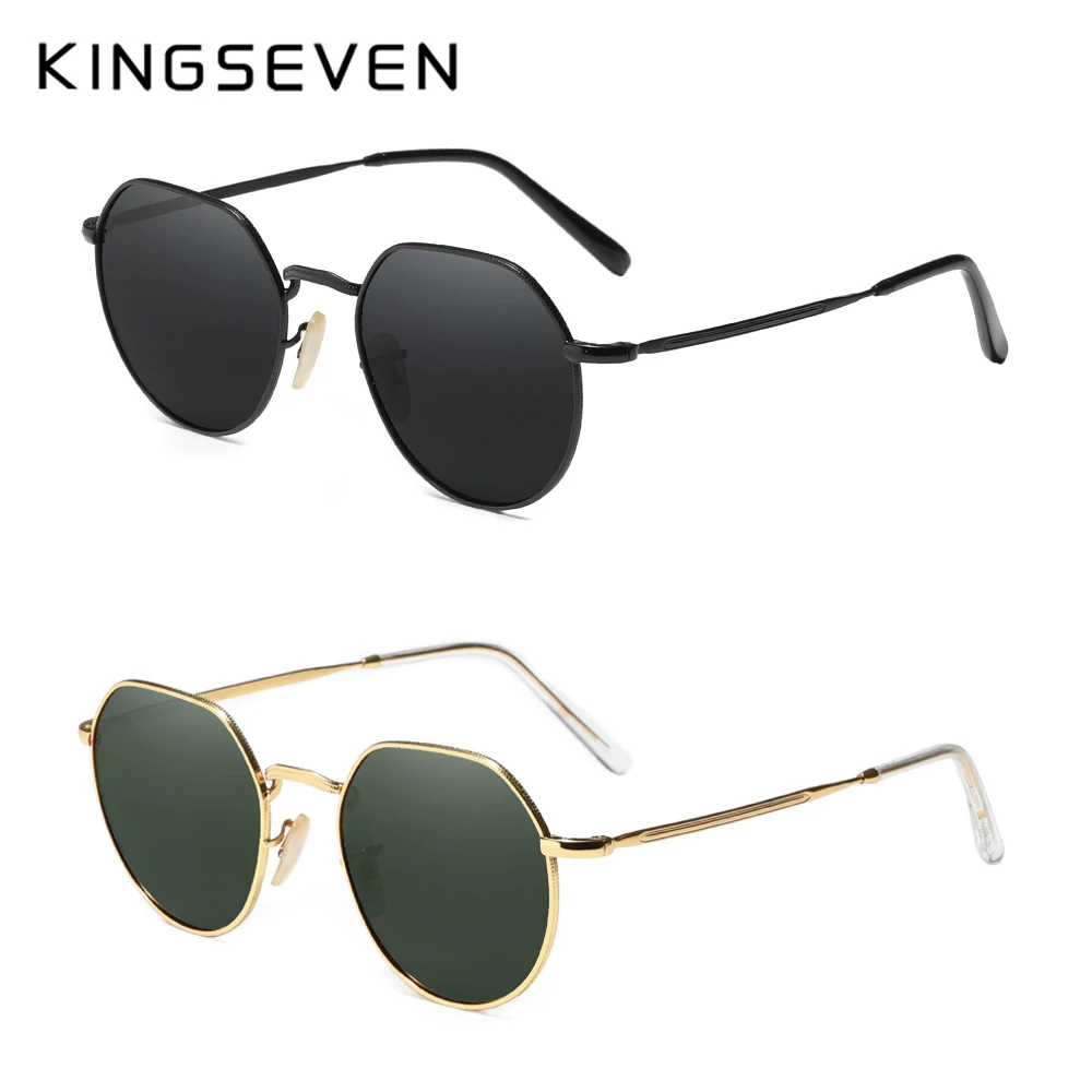 Мужские солнцезащ. Очки в стиле ретро KINGSEVEN черно-золотистые солнцезащитные очки
