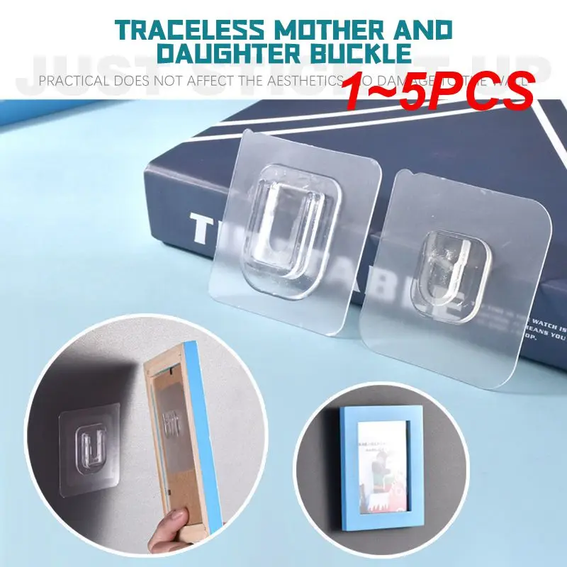 

1~5PCS Transparent Hooks Convenient Powerful Stickiness Strong Transparent Easy To Install