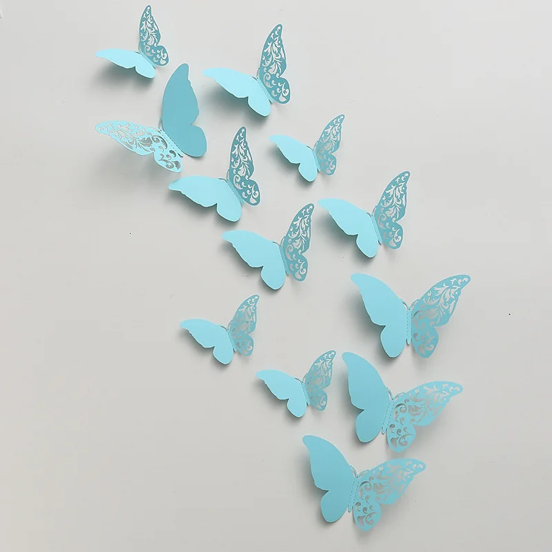 

12Pcs/Set Hollow 3D Butterfly Wall Sticker for Home Decoration Party DIY Butterflies Stickers on The Wall Bedroom Wedding Decor
