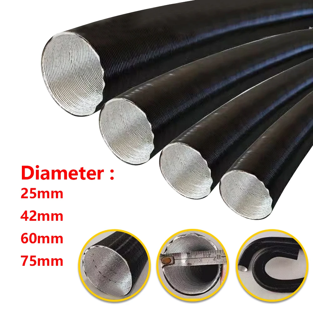 

25/42/60/75mm Car Air Heater Duct Ducting Pipe Hose Line Black For Diesel Parking Heater Air Intake Pipe Air Exhaust Pipe