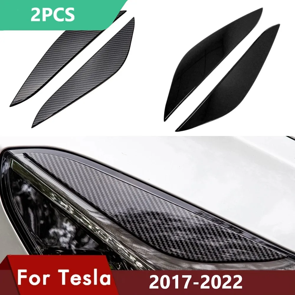 

Tesla Model 3 2022 Car Front Light Eyebrow 2PCS Set ABS Decorative Strip Modification Accessories