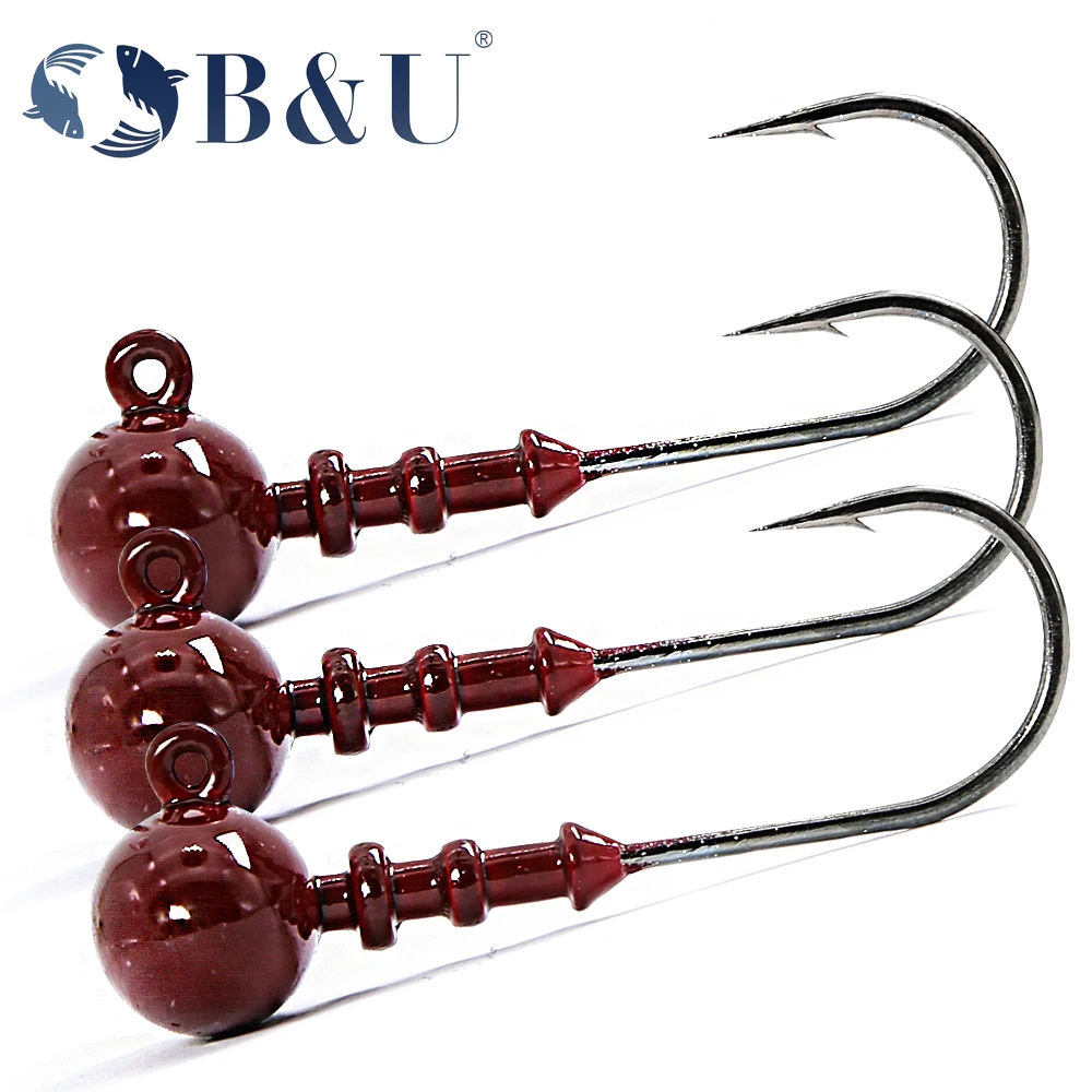 

B&U Football Lead Jig head Fishing hooks 5g 7g 10g Worm Fishing Lure Hook Soft Lure Jig Head Artificial Bait Fishing Tackle