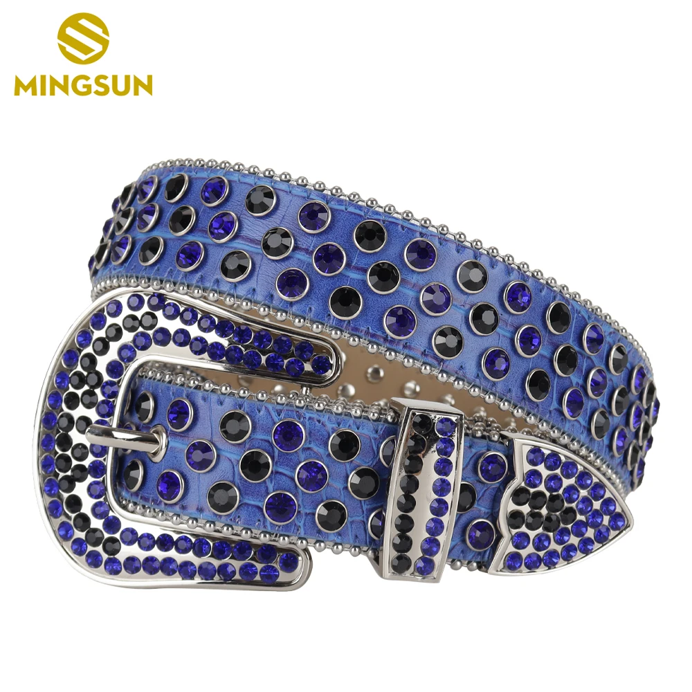 Fashion Rhinestone Belts Luxury Brand Crocodile Pattern Leather Belt With Diamonds Designer Studded Belt Unisex Cinto De Strass