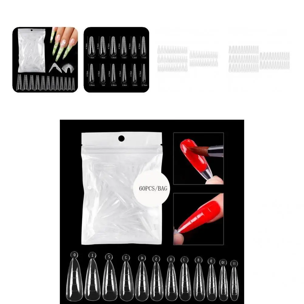 

Portable 60Pcs Lightweight Ultra Long Clear Finger Art Tips ABS Nails Tips Practical for Beauty