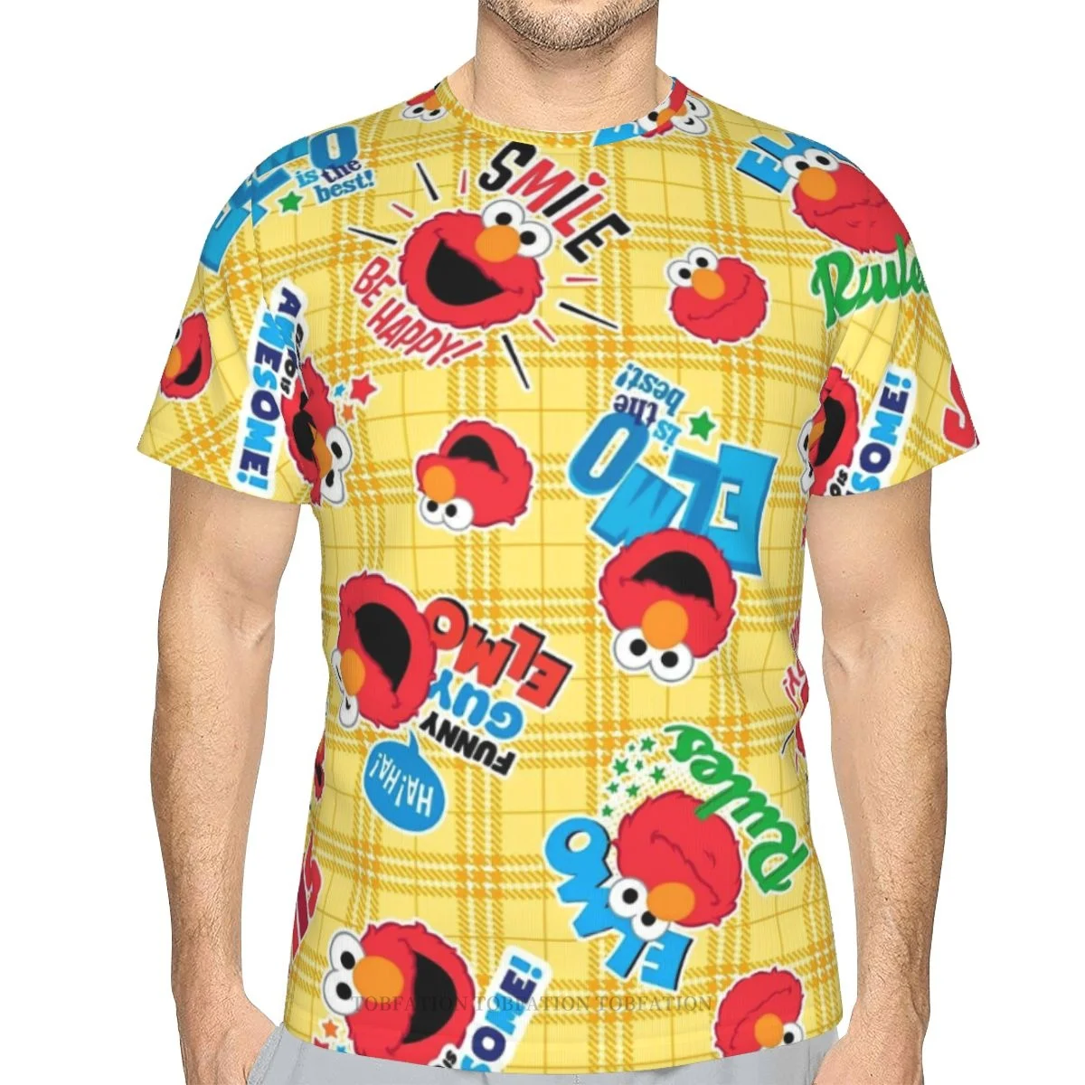 

Sesame Street Happy Elmo 3D Print Polyester T-shirt Men Women Gym Short Sleeve TShirt Harajuku Streetwear Oversized Tops