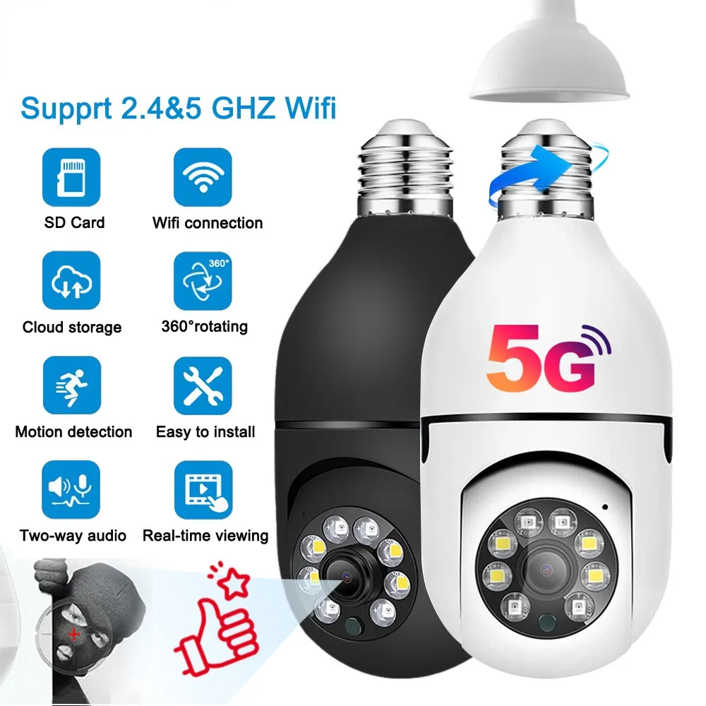 

Фотокамера наблюдения с ночным видением, Wi-Fi, E27