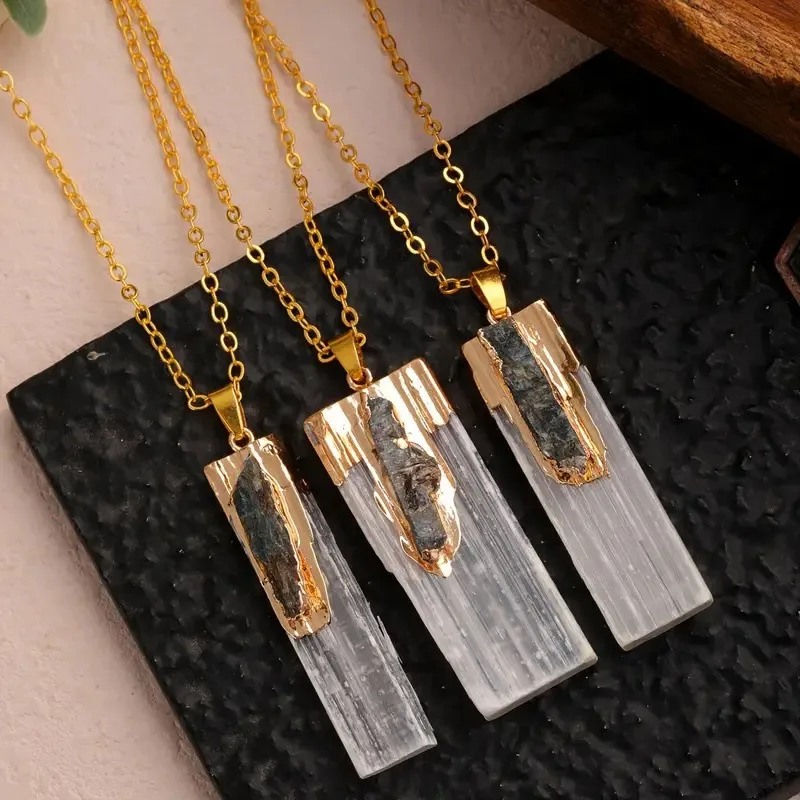 Креативный натуральный прямоугольный белый гипсовый камень с хрустальным