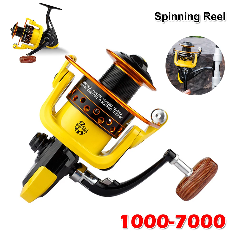 

Spinning Reels HD1000-7000 Series Fishing Reel 5.2:1 Ratio Smooth Spinning Metal Spool for Saltwater Fishing Tackle Fishing Coil