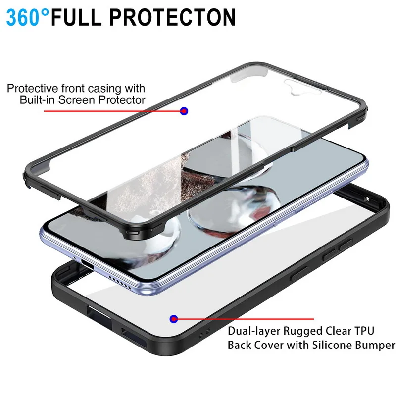 360° Full Cover Protective Case+Tempered Glass For Xiaomi Redmi Note 10 9 s 8 7 Pro 9C Mi Poco X3 M3 Note 10 9T Pro A3 Lite Case