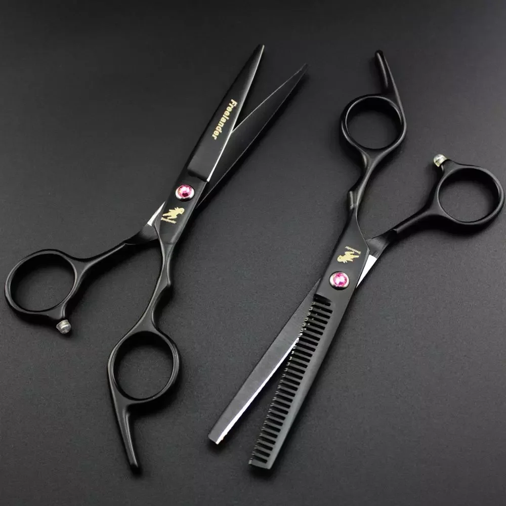 

6.0 Professional Hairdressing Black Cut Hair Scissors Hair Trimmer Set Cutting Thinning Shears Scissor Hair Clipper