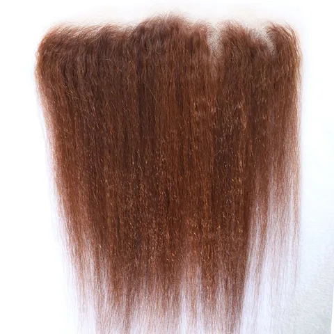 Светло-коричневый # 4-цветные пучки человеческих волос Virgin Remy с утком и кружевной фронтальной застежкой, странные прямые грубые яки, прозрачное кружево