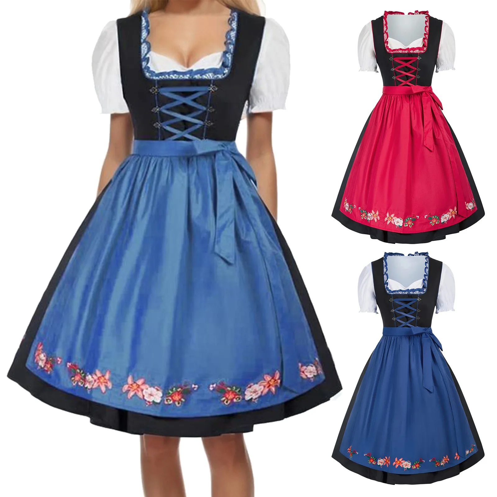 

Women's Plus Size German Dress Square Neck Apron Oktoberfest Beer Girl Costume dresses for women 2023 vestidos para mujer