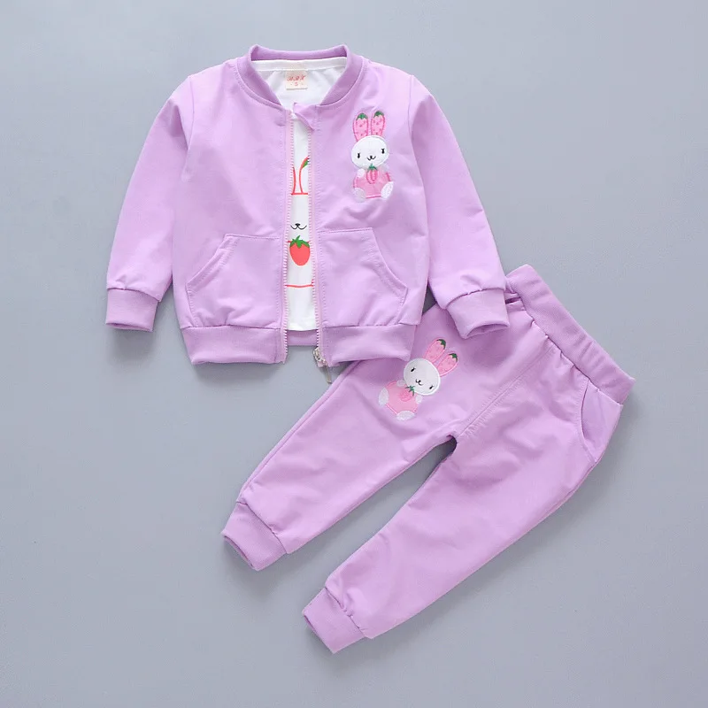 

LZH kids Clothes For Girls Fashion Suits 2023 Autumn And Winter Cartoon Coat+Top+Pants 3pcs Outfit Children's Clothing 1-5 Years