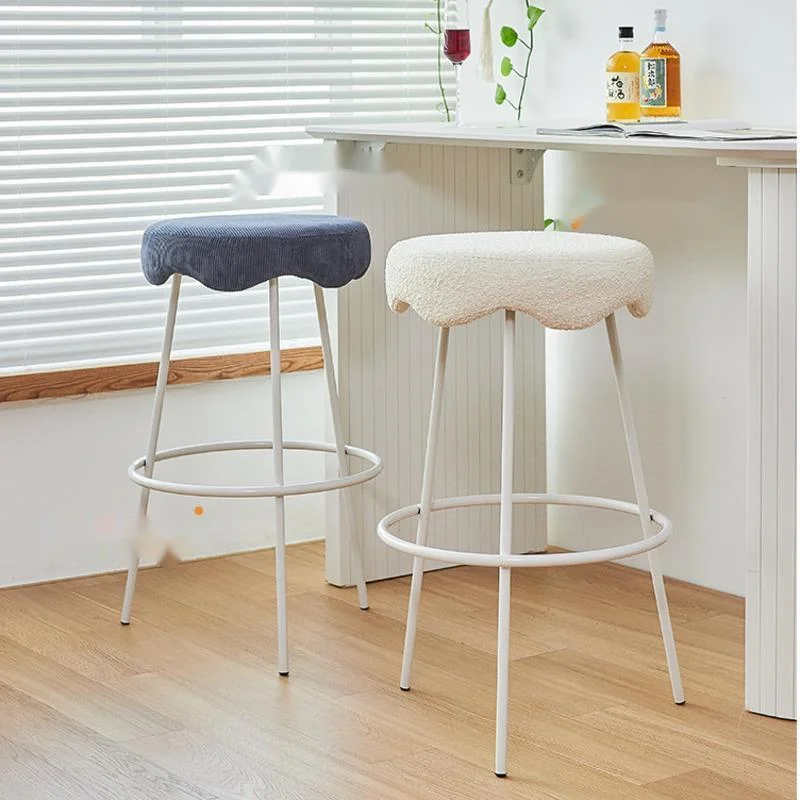 Nordic Corduroy Bar Stool Creative Cloud Round Dining Chairs