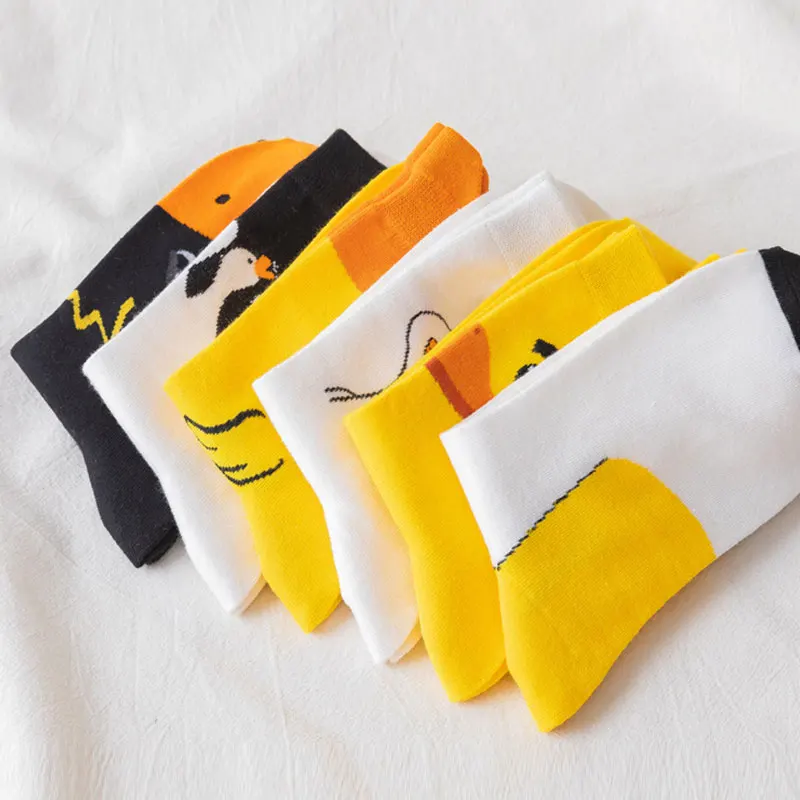 

2022 Summer Instagram New Cartoon Duck Animal Women's Socks 1 Pair Chick Cute Girl's Cotton Woman Cartoon Duck Socks Streetwear