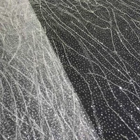 white mesh tulle silver platinum glitter lace fabric striped women dress polyester textiles for wedding gown garment accessories