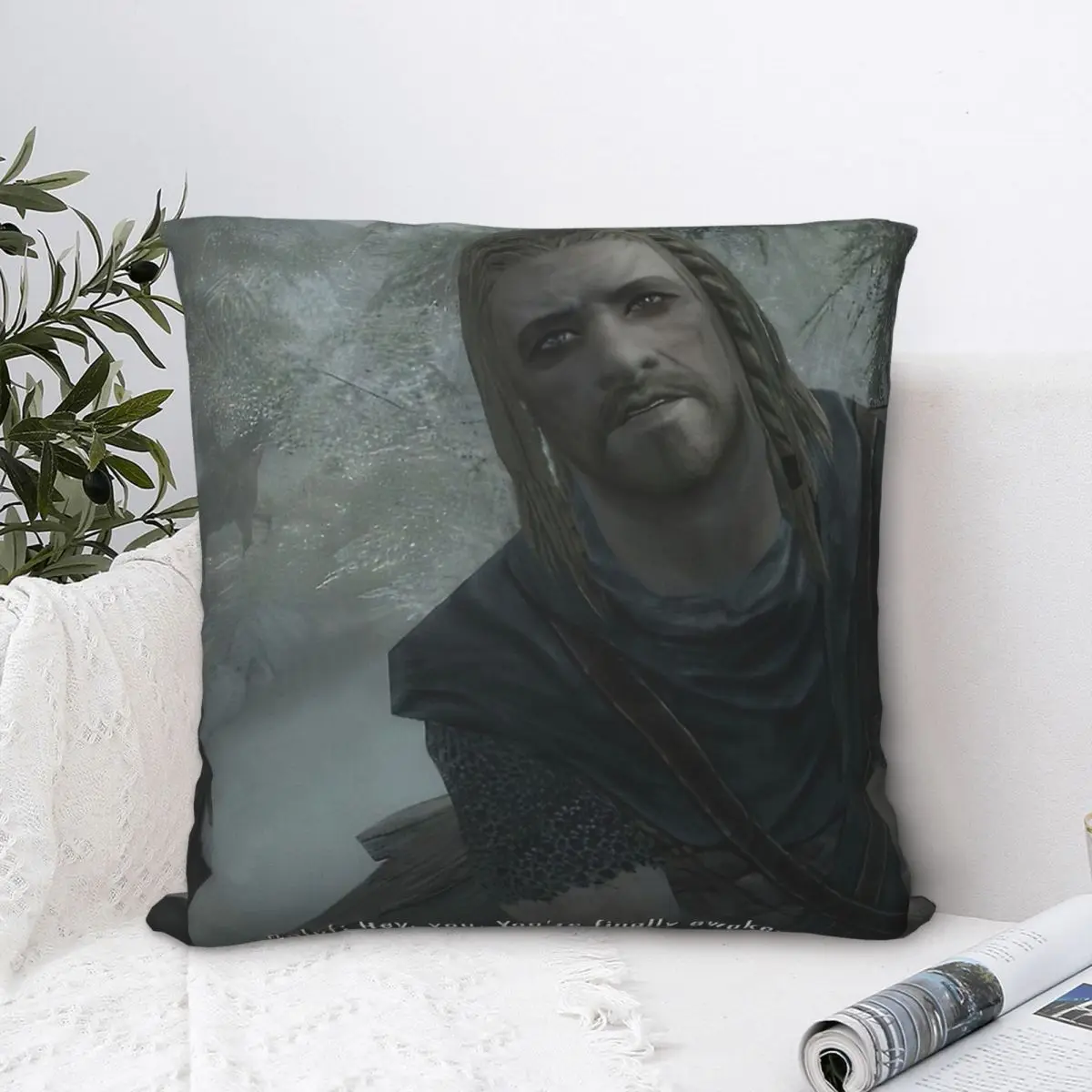 

Hey You You're Finally Awake Skyrim Meme Hug Pillowcase Funny Meme Backpack Cushion Garden DIY Printed Office Throw Pillow Decor