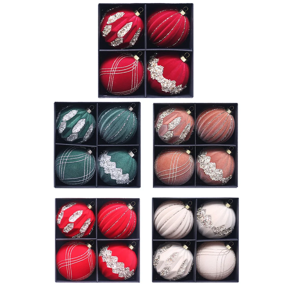 10 см 4 шт. подвески для рождественской елки из ПЭТ алмазные флокированные