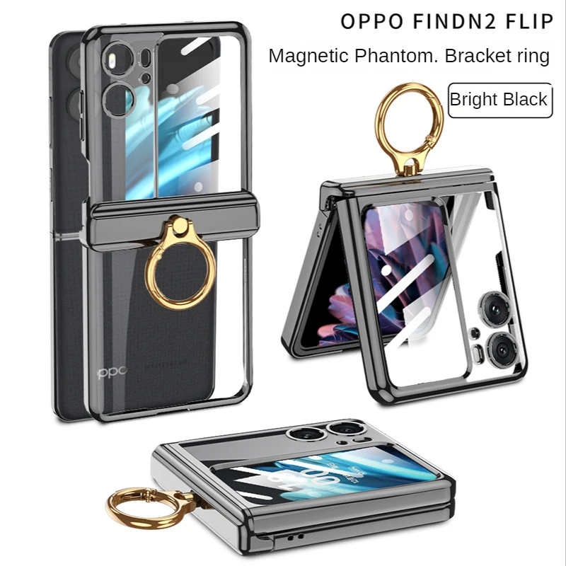 Ultra-thin Ring Stand Plastic Matte Case For OPPO Find N2 Flip 5G Cover Back flip Protector For Oppo Find N2 Flip Case