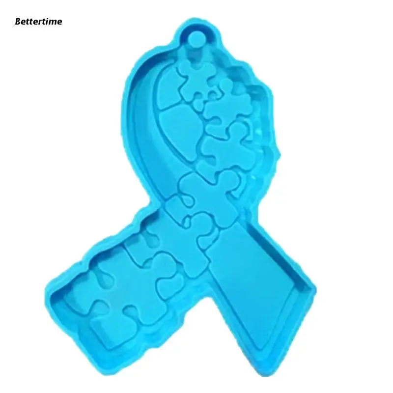 

B36D Awareness Ribbon Keychain Epoxy Resin Silicone Molds Pendant Charm Jewelry
