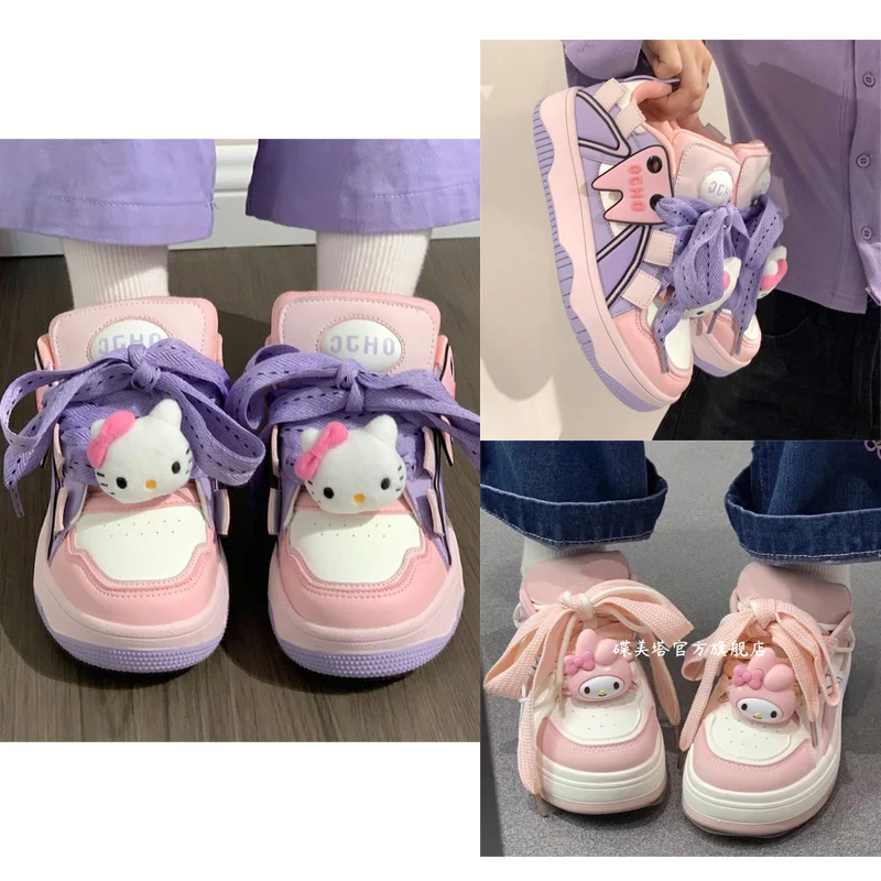 

Кроссовки Kawaii Sanrios Hellokittys My Melody, аниме, симпатичная мультяшная спортивная обувь для девочек, Повседневная универсальная удобная обувь для бега