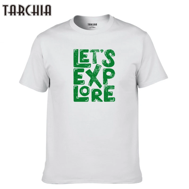 

Summer TARCHIA Cheap T-shirt Pure Color Man Short Sleeve Let's ExpLoreT shirt Cotton Fashion Male Oversized Tops Tee Cool