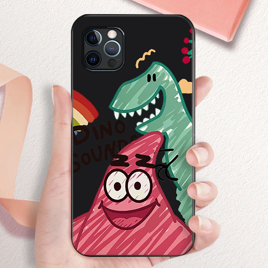 

2022 Cute NEW SpongeBob Silicone Phone Case For iPhone 11 12 13 Pro Max Mini X XS Max XR 7 8 Plus SE2 Full Lens Protection Cover