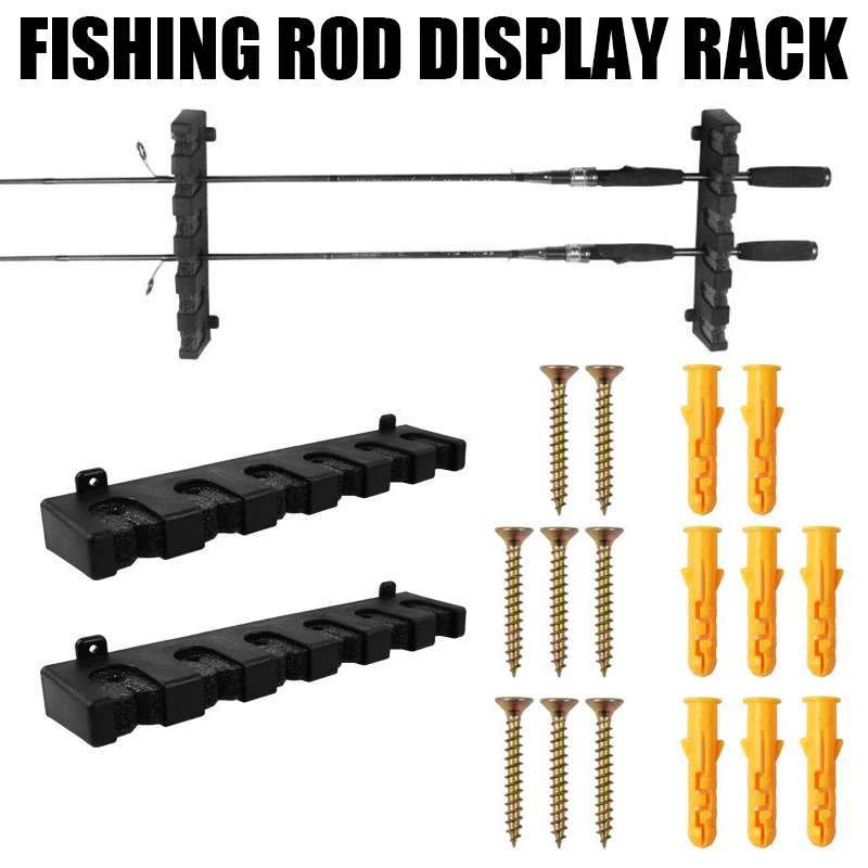 

ABS Fishing Rod Holder Wall Mounted Holds 6 Rods for Garage Basement Cabin Fishing Accessories Space Saving B2Cshop