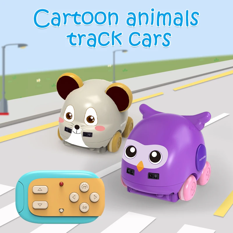 

2023 Rc Car Kids Toys Multi-Functional Cartoon Cars Intelligent Obstacle Avoidance Following Animal with Sound and Light Music