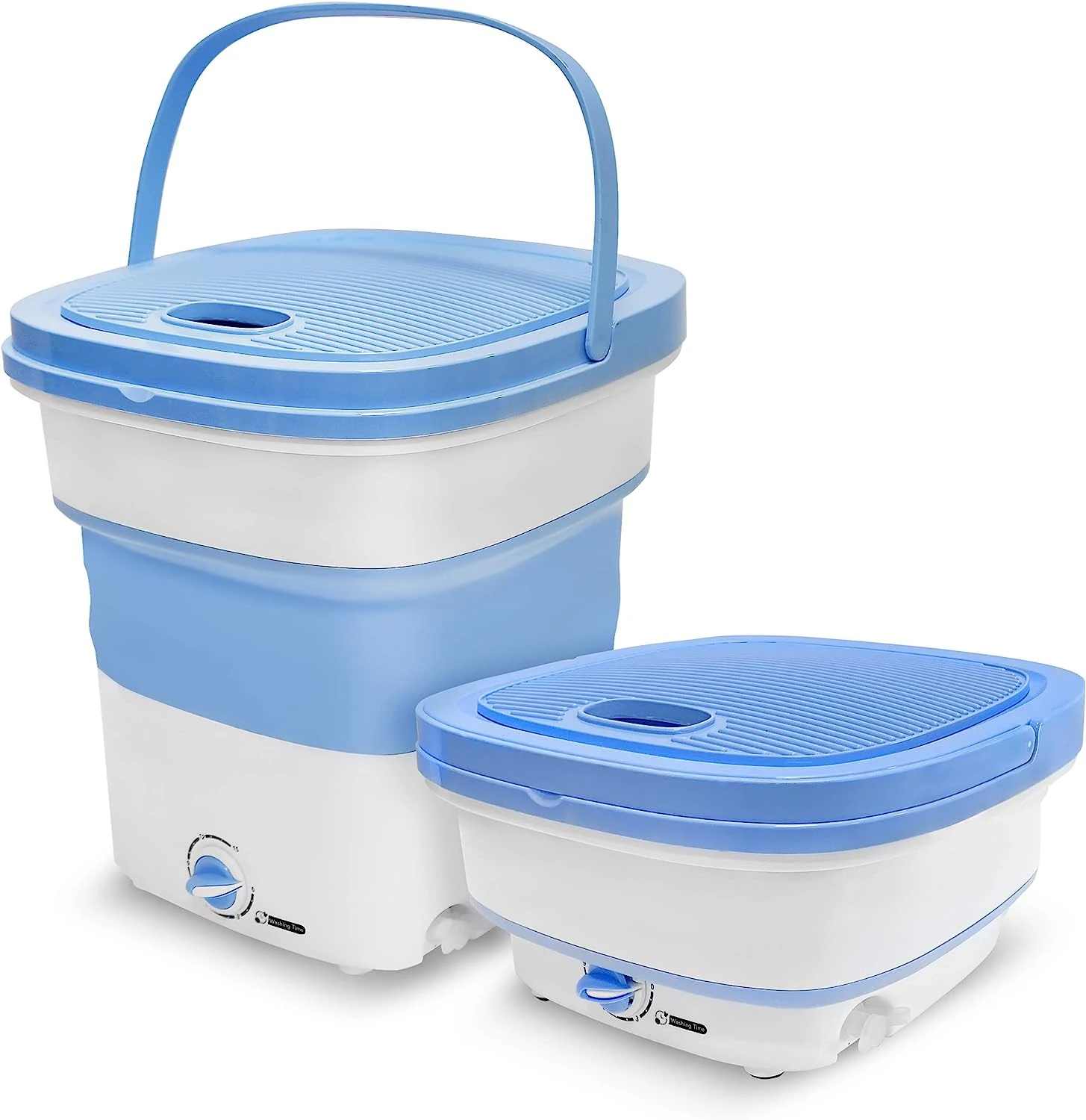 

Mini Washing Machine Lightweight Collapsible Bucket - for Camping, Travelling, Apartment, Dorm USA Brand - PUCWM33.5, light bl