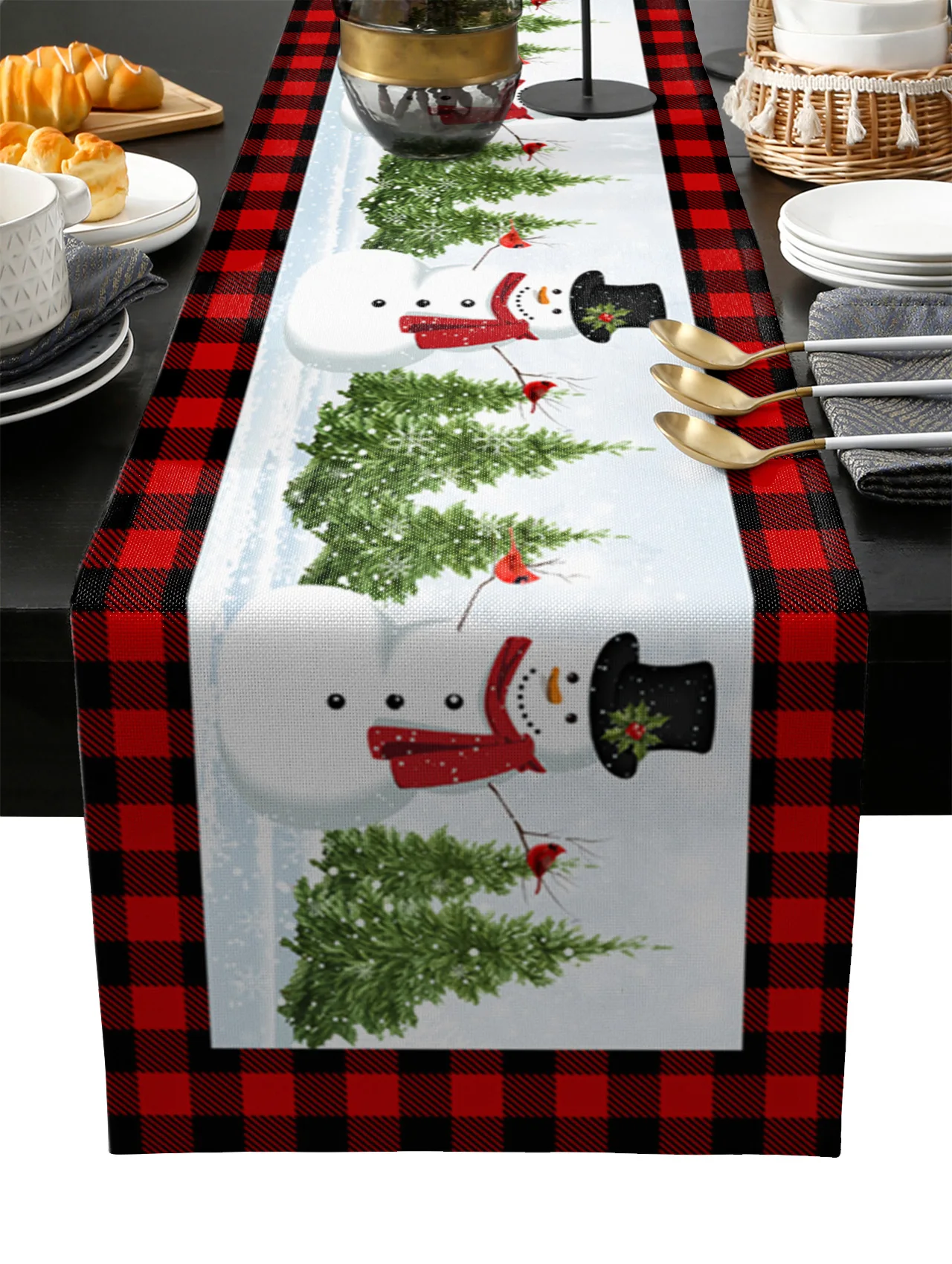 

Рождественская дорожка для стола со снеговиком, свадебное украшение, домашний декор, кухонные скатерти для стола, подстилки