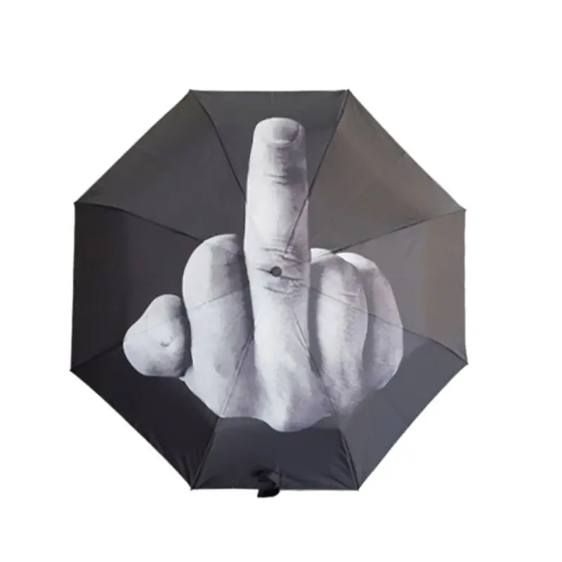 

Manual Umbrella Rain Middle Finger Umbrella Women men Windproof Folding Parasol Personality Black Middle Finger Umbrellas Male
